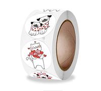 CQEAZ de 500 unidades por rollo para gato y perro, pegatinas redondas de dibujos animados de animales adhesivos