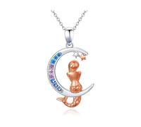 CQEAZ Elegante collar con colgante de luna creciente en forma de corazón con árbol de la vida, regalo para el día de la madre, cadena ajustable Kirsite, collar con colgante de luna y corazón, One Size