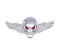 CQEAZ Emblemas 3D de esqueleto con alas de calavera, insignia de metal, insignia para coche, parrilla de coche, maletero, calcomanía para decoración de coches