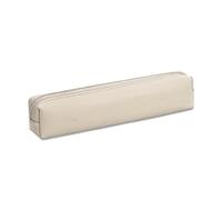 CQEAZ Estuche pequeño de cuero ligero con cremallera, bolsas de maquillaje de viaje para estudiantes, adultos, mujeres y hombres, bolsa de cuero para bolígrafos, crudo, Approx. 19x3.5x3.50cm