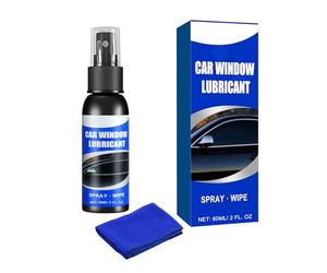 CQEAZ Lubricantes para ventanas de coche, 60 ml, agente de elevación de vidrio, tiras de agente suavizante para sellado de cinturón con paño limpiador de rieles de ventanas, lubricante para ventanas