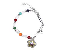 CQEAZ Silver-Star Smile Face - Cadena de cuentas de moda para mujer, diseño de cara sonriente