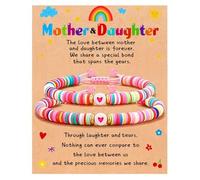 CQIUKJ Pulseras para madre e hija, pulseras para mamá e hija, pulseras ajustables, regalos de joyería, pulseras de corazón, 6.5in-10.5in,5.5in-9.5in, Arcilla polimérica, No es una piedra preciosa