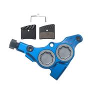 CQJJXKYC Tambor Trasero para Bicicleta Pinza de Freno de Disco hidráulico Montaje Plano, 4 pistones para Bicicleta de Carretera, Kit de Barra Plana para Bicicleta de montaña(4 Piston Blue)