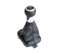 CQRBNE Perilla Cambio Marchas para A3 S3 8P 2003-2012 5/6 Velocidad Perilla Cambio Manual Cubierta Arranque Conjunto Cuero PU Palanca Coche(5 Speed Black Silver)