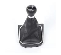 CQRBNE Perilla Cambio Marchas para VW para Golf 5 V 6 Vi MK5 MK6 para Jetta 2005-2014 5/6 Perilla Caja Cambios Velocidad con Funda Cuero Cuello Bota Palanca Coche(5 Speed Black Line)