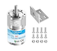 CQRobot 102:1 Metal DC Geared-Down Motor 37Dx57.3L mm 6V or 12V with Mounting Bracket Kit. 6V-4W-50RPM-19 kg.cm(264 oz.in), 12V-8W-100RPM-34 kg.cm(472 oz.in), D-Shaped Output Shaft Long 16mm.