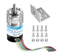 CQRobot 70:1 Metal DC Geared-Down Motor 37Dx70L mm 24V, with 64 CPR Encoder and Mounting Bracket. 24V-10W-140RPM-31 kg.cm (431 oz.in). D-Shaped Output Shaft 6 mm Diameter and Long 16 mm.