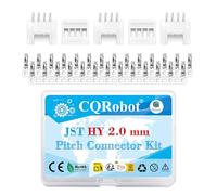 CQRobot JST HY 2,0 mm Paso 4-Pines Conector IC Enchufe Macho, Receptáculo Hembra Carcasa y T Forma Engarce Terminal. 50 Juegos / 300 Piezas Cable a Placa Cable de Adaptador Componentes.