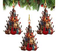 CQSVUJ Adorno de árbol de Navidad Rockin' Around The Guitar, Adorno de acrílico Plano 2D Rockin' Around The Guitar, Adorno de Navidad de Guitarra eléctrica para árbol de Navidad (3PCS)