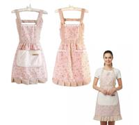 CQXSYTBN Delantal de Cocina para Mujer, Set de 2 Unidades, Color Rosa, tamaño Ajustable, con 2 Bolsillos, Ideal para Cocina, hogar y jardinería