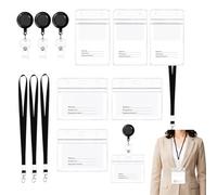 CQXSYTBN Fundas para Tarjetas de identificación 6 Unidades con Cinta Colgante Negra y Porta credenciales Transparentes, tamaño Vertical y Horizontal, para Trabajo Oficina Eventos