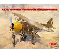 Cr.42 Falco Con Italian Pilots En Tropical Uniform 1 :3 2 Plástico Model Kit Icm