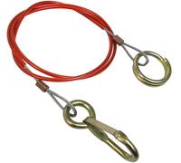 CR-MOESANCO® Cable de Seguridad Homologado AL-KO para Freno de Emergencia de Remolque y Caravana | Cable de Acero Inoxidable 2.5mm con Funda Roja Antirozaduras, Mosquetón y Anilla | Universal 1m