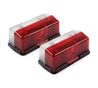 CR-MOESANCO® Pack 2 Pilotos Gálibo Rectangulares Blanco y Rojo | Luz Posición 12V/24V para Caravana y Remolque | Homologación E1 | Lente Policarbonato y ABS | 90x40mm | Incluye Junta para Cable