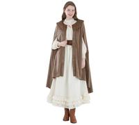 CR ROLECOS Capa medieval con capucha para mujer, Renacimiento, capa con capucha, disfraz de vampiro, Halloween, capa para disfraz, Navidad, carnaval, beige, L