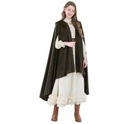 CR ROLECOS Capa medieval con capucha para mujer, Renacimiento, capa con capucha, disfraz de vampiro, Halloween, capa de disfraz, Navidad, carnaval, verde, L