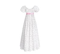 CR ROLECOS Empire - Vestido para mujer, estilo victoriano, con mangas abullonadas, para bodas y bailes, White-1023, S