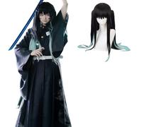 CR ROLECOS Kanroji Mitsuri Kimono Cosplay Disfraz Tomioka Giyuu Conjunto Completo Disfraz Anime Halloween Set, Negro-tokitou Muichirou, L