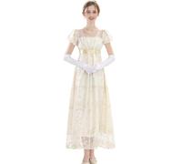 CR ROLECOS Regency Dress Jane Austen Dresses - Vestido de té victoriano, color blanco, S