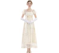 CR ROLECOS Vestido de regencia Jane Austen Vestidos de té victoriano para fiesta en blanco, XL