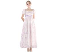 CR ROLECOS Vestido de regencia Jane Austen Vestidos de té victorianos para fiesta Blanco, M