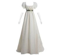 CR ROLECOS Vestido de regencia para mujer, cintura imperio, vestido de Regency Era Jane Austen, vestido victoriano para fiesta de té, beige, XL