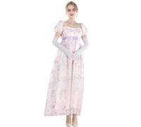 CR ROLECOS Vestido Empire para Mujer - Vestido Regency para Mujer Vestido Victoriano con Mangas Abullonadas para Boda y Vestido de Baile, S