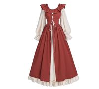 CR ROLECOS Vestido medieval para mujer, vestido renacentista, vestido de fiesta retro, disfraz victoriano, para Halloween, carnaval, disfraz, rojo, XL