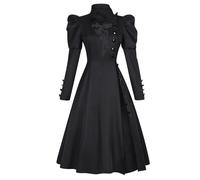 CR ROLECOS Wicked Cosplay Amine Elphaba Cosplay Disfraz Elphaba Negro Vestido Manga Larga Vestido para Halloween Fiesta S