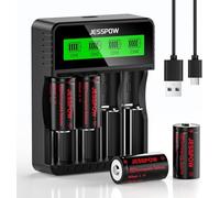 CR123A recargable con cargador, batería recargable de 800 mAh 3,7 V para linternas, cámaras, micrófono, sistema de alerta, batería CR123A (4 pilas + 1 cargador)