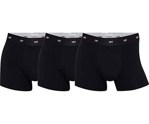 CR7-Boxers Homem em Bambu Extra Suave, Extra Durabilidade, Pack de 3 Unidades Todas em Preto, Elástico CR7 Ronaldo L
