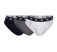 CR7 Cristiano Ronaldo Boxers de Algodón para Hombre, Paquete de 3, Negro, Gris, Blanco, L