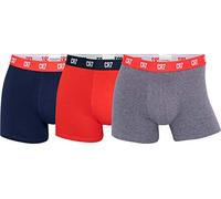 CR7 Cristiano Ronaldo Boxers de Algodón para Hombre, Paquete de 3, Rojo, Armada, Gris, M