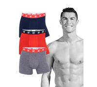 CR7 Cristiano Ronaldo Boxers de Algodón para Hombre, Paquete de 3, Rojo, Armada, Gris, M