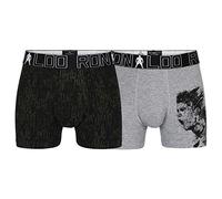 CR7 Cristiano Ronaldo CR7 Boys Cotton Fashion Trunks Two Pack Baadores Ajustados para Hombre, Estampado Gris/Negro, 7-9 años para Niños