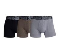 CR7 Underwear Pack 3 Bóxers Hombre - Algodón Orgánico Transpirable con Cintura Suave - Negro, Marrón, Gris (FR/ES, Letras, M, Regular, Regular, Negro, Marrón, Gris)