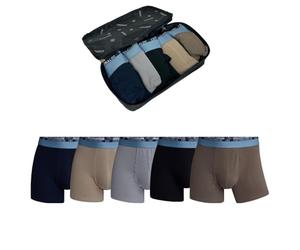 CR7 Underwear Pack 5 Bóxers Hombre Algodón con Bolsa de Viaje Oferta - Multicolor (FR/ES, Letras, L, Regular, Regular, Negro, Marino, Marrones, Gris)