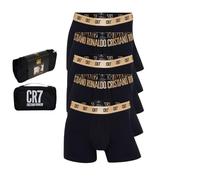 CR7 Underwear Pack 5 Bóxers Hombre Algodón y Microfibra con Bolsa de Viaje Oferta - Negro, Oro (FR/ES, Letras, S, Regular, Regular, Negro,Oro)