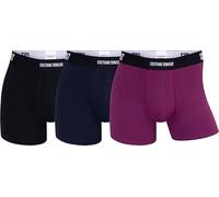 CR7 Underwear Pack de 3 Bóxers para Hombre - Algodón Orgánico Transpirable con Cintura Suave - Negro, Gris, Azul Marino - Talla L