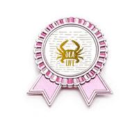Crab Food Marine Life Art Deco Fashion Badge Broche Rosa Ganador Premio Medalla, Medium, Metal