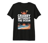 Crabby Without The Ocean Funny Beach Vacation Crab Camiseta Premium