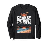 Crabby Without The Ocean Funny Beach Vacation Crab Manga Larga