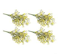 Crabop 4 flores artificiales de Gypsophila, 36 cm, resistentes a los rayos UV, aliento de bebé falso con tallos flexibles para bodas, ramos de novia, centros de mesa (amarillo)