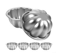 Crabop 6 moldes de metal para magdalenas con forma de flor, no fáciles de liberar para rosquillas, bagels, pasteles, aptos para lavavajillas, color plateado, 9,4 cm