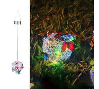 Crabop Adorno colgante con energía solar para exteriores, malla de mariposa colorida para patio, valla, cenador, resistente a la intemperie, 55 cm (luz de color)