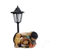 Crabop Adorno de jardín de erizo, luz solar, con farol, maceta de resina, estatua al aire libre para decoración de césped, patio, patio, 12.9 pulgadas