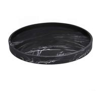 Crabop Bandeja de baño de silicona redonda, organizador de tocador antideslizante para dispensador de jabón, esponjas, inastillable, apto para lavavajillas, almacenamiento de encimera de 27 cm (negro