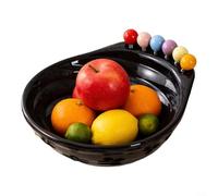 Crabop Bandeja de frutas minimalista moderna, cuenco de aperitivos ABS con acento de acero 304, plato de servir de 23 cm para sala de estar decoración de mesa de café (negro)