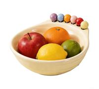 Crabop Bandeja de frutas minimalista moderna, cuenco de aperitivos ABS con acento de acero 304, plato de servir de 23 cm para decoración de mesa de café de sala de estar (crema)